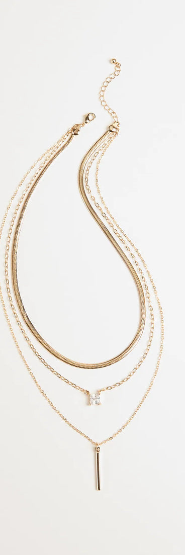 Style your vibe in seconds with the Glittering Dream Layered Necklace in gold, a fashion accessories essential that completes any outfit with ease.