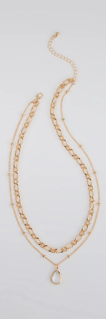 Get inspired with the Glam Team Layered Rhinestone Charm Necklace, a feed-worthy gold piece that’s part of Windsor's updated and curated women’s clothing edit packed with must-have fall outfit ideas.
