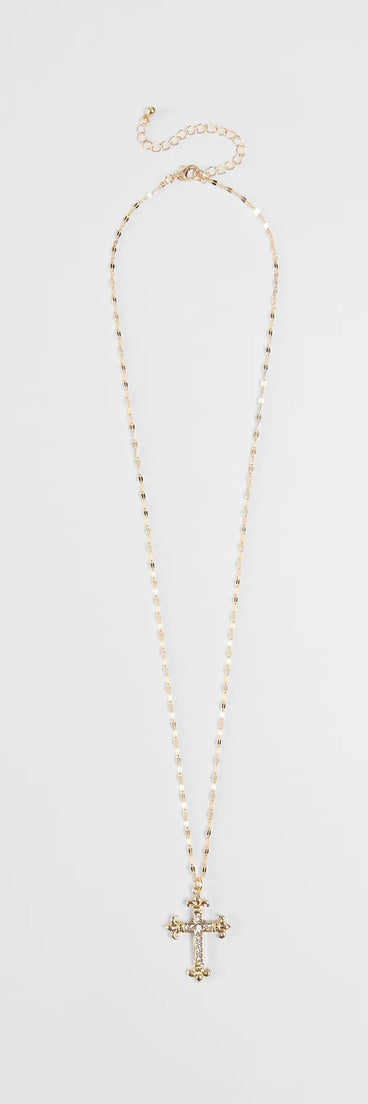 Full Of Faith Rhinestone Cross Necklace