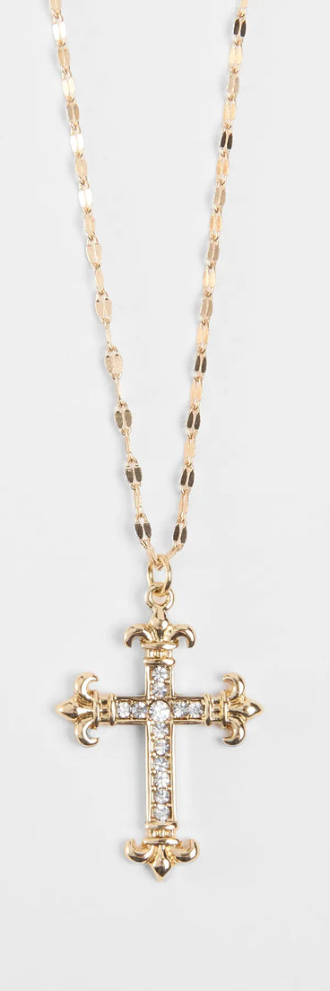 Full Of Faith Rhinestone Cross Necklace