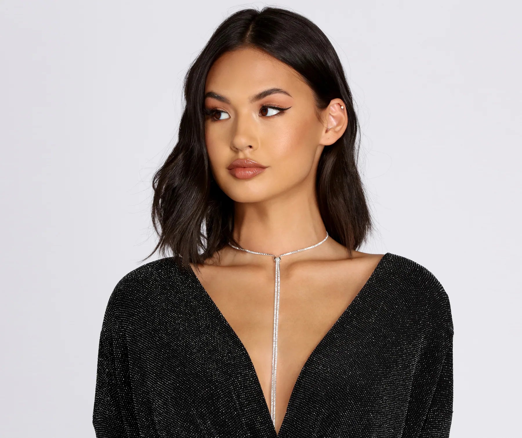Long Rhinestone Lariat Slider Necklace | Windsor