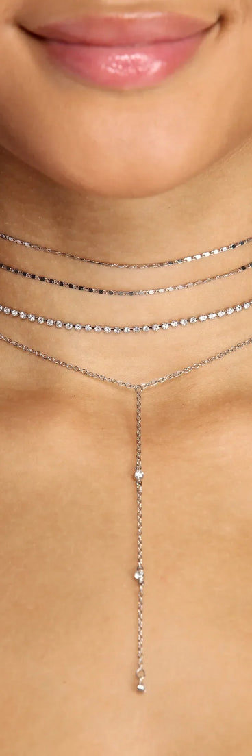 Rhinestone & Chain Lariat Set