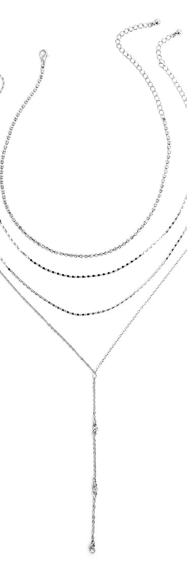 Rhinestone & Chain Lariat Set