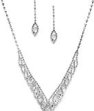 Get ready for any event with the Elegant Tear Drop Rhinestone Set in silver, an essential start to creating a versatile outfit for women for parties, cocktail hours, or Valentine's Day events.