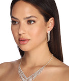 Rhinestone V Fringe Necklace & Earrings