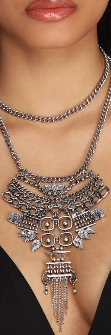Bohemian Rhinestone Bib Necklace
