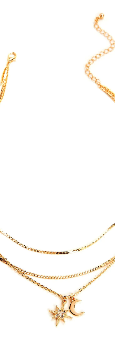 3 Row Layered Charm Necklace