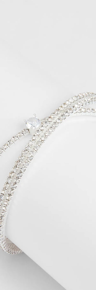 Luxe Invitation Rhinestone Criss Cross Bracelet