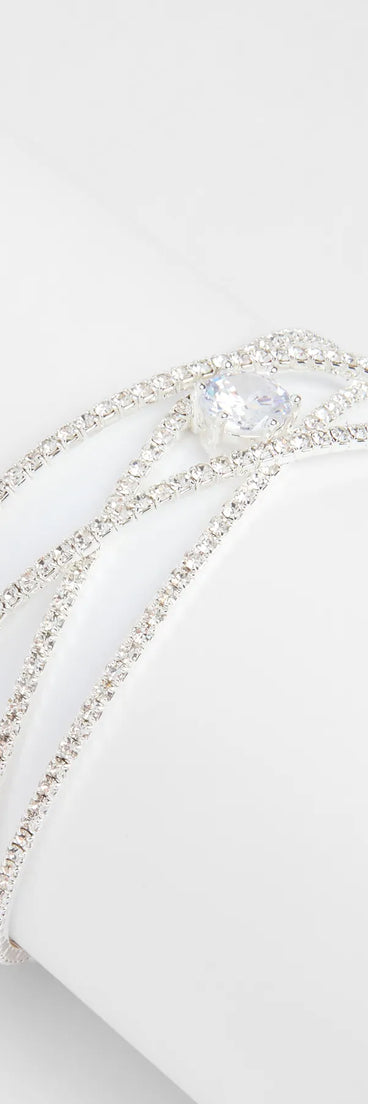 The Glam Luxe Cubic Zirconia Criss-Cross Bracelet in silver brings sleek style to any graduation outfit, from cap and gown to after-party.