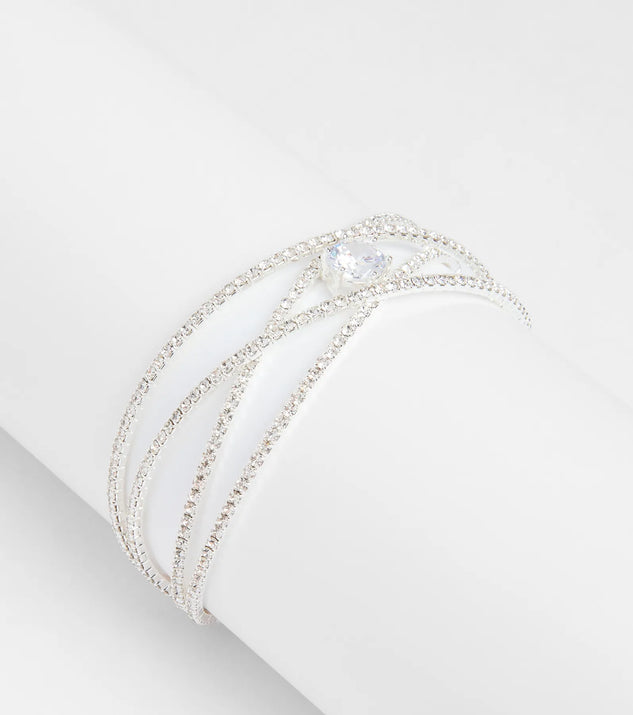 The Glam Luxe Cubic Zirconia Criss-Cross Bracelet in silver brings sleek style to any graduation outfit, from cap and gown to after-party.