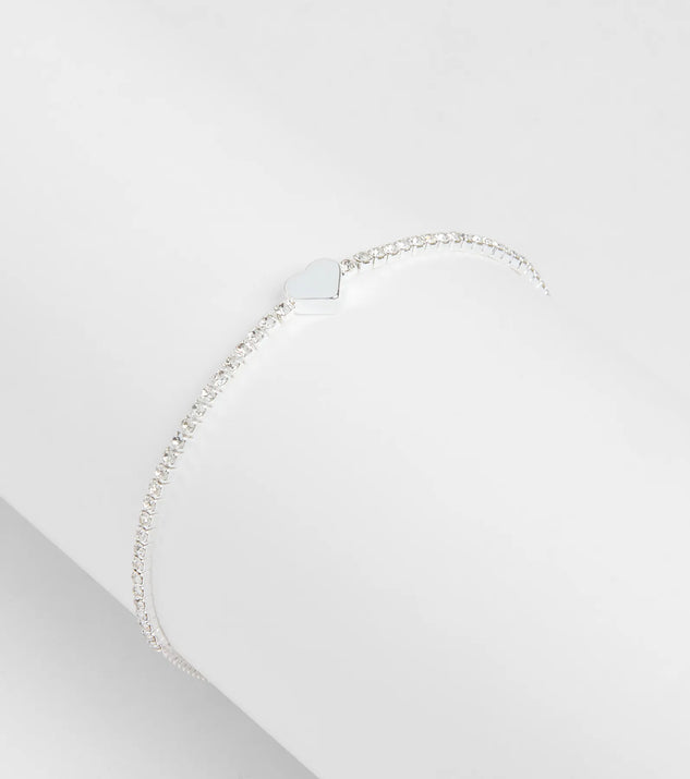 The Heart It Rhinestone Bracelet in silver brings sleek style to any graduation outfit, from cap and gown to after-party.