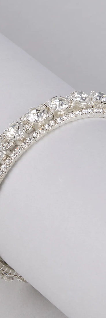 Stacked in Sparkle Rhinestone Memory Wire Bracelet