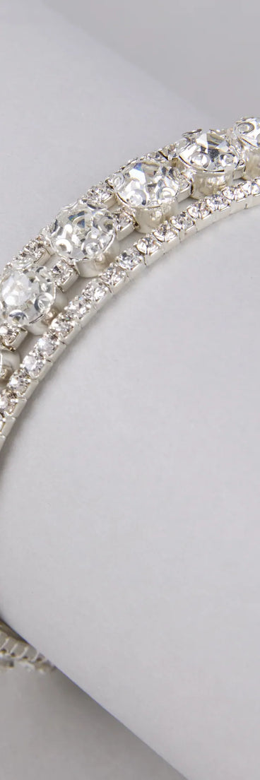 Stacked in Sparkle Rhinestone Memory Wire Bracelet