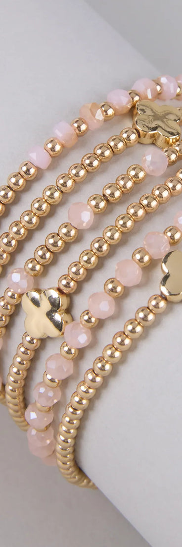 Lucky You Clover Beaded Bracelet Set