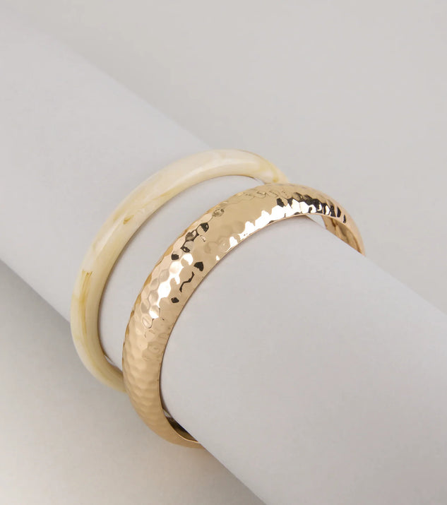 Bold Two Piece Bangle Bracelet Set