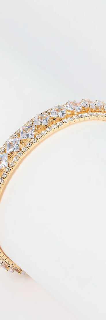 Glam Glimmer Rhinestone Memory Wire Bracelet