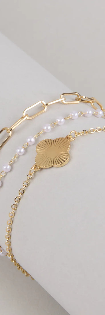 Lucky Layers Pearl Bracelet Set