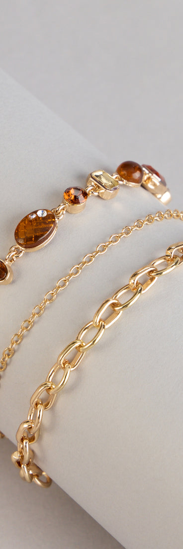 Stack The Shine Stone Chain Bracelet Set