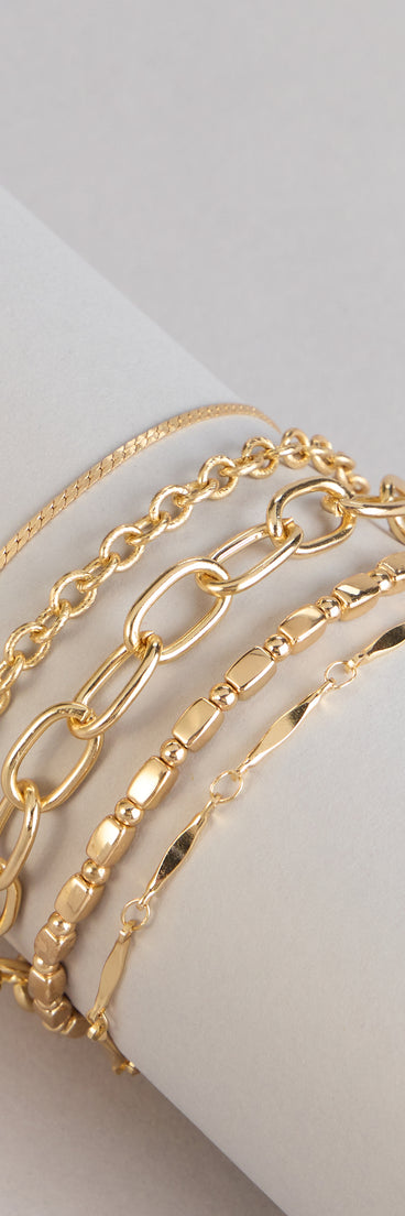 Chic Stack Mixed Chain Bracelet Set