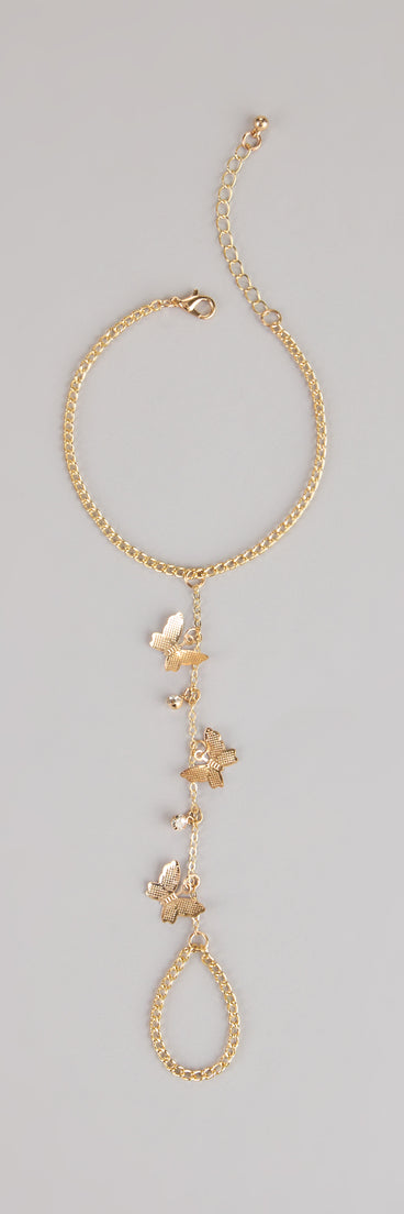 Flirty Shine Butterfly Hand Chain Bracelet