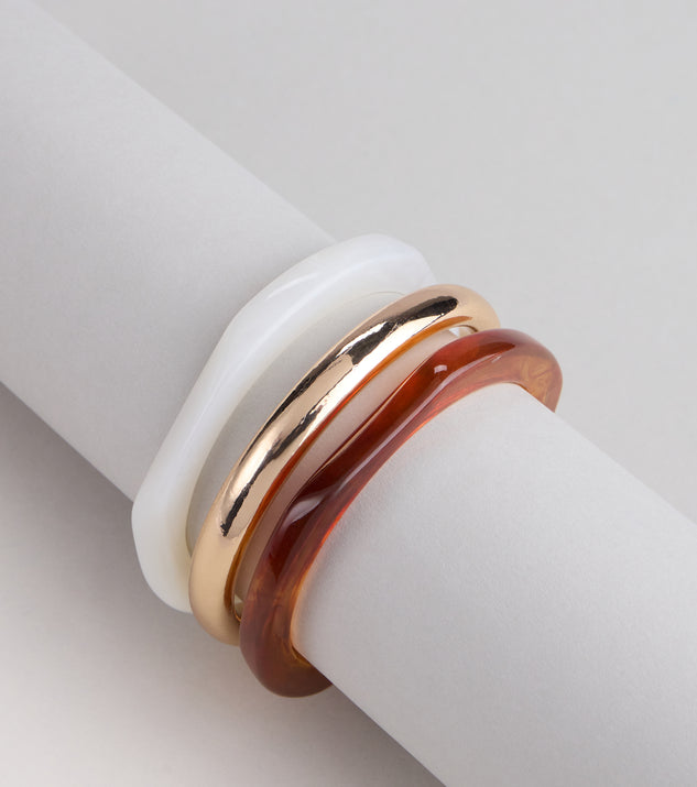 Stacked Up Three-Piece Bangle Bracelet Set