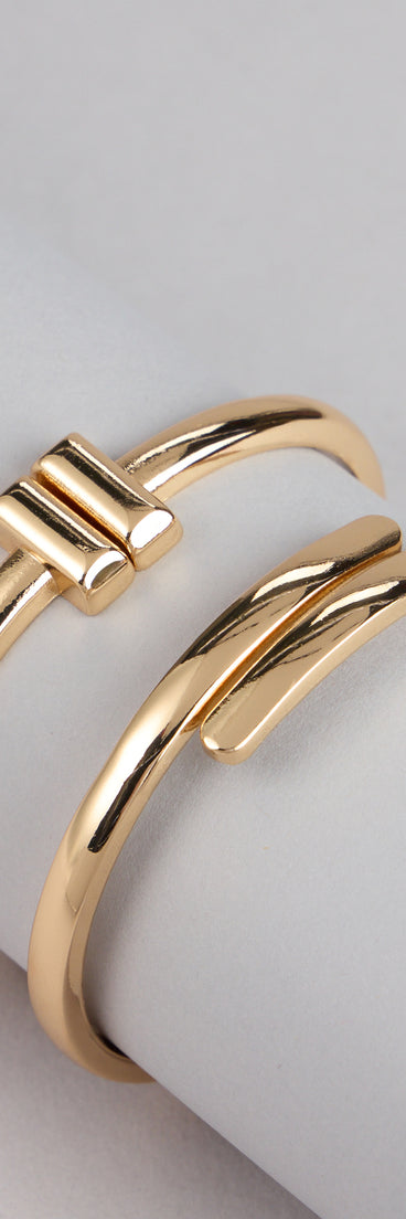 Polished Minimalist Cuff Bracelet Two Pack Set