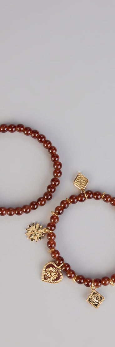 Charm Vibes Beaded Bracelet Duo