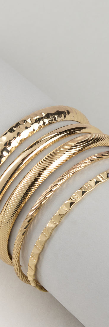 Bold Stack Five Bangle Bracelet Set