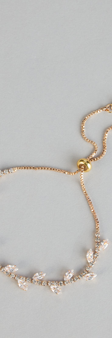 Delicate Bloom Rhinestone Leaf Bracelet