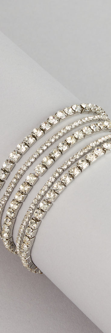 Stacked And Shining Rhinestone Stretch Bracelet Set