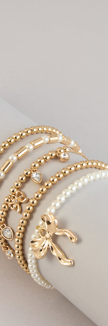 Sweet Details Bow Charm Bracelet Set