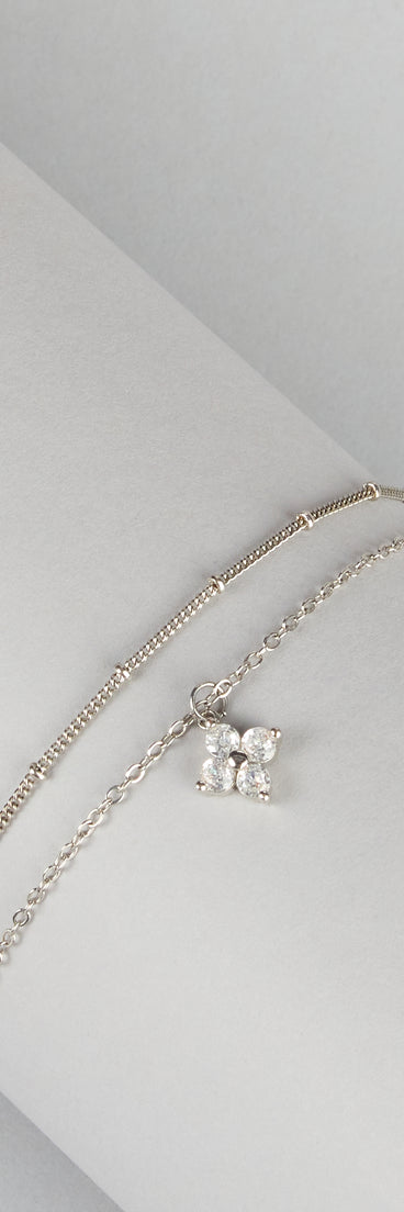Lucky Layers Rhinestone Clover Anklet