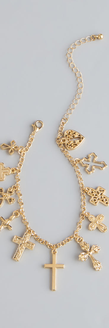 Charm Drop Cross Charm Anklet