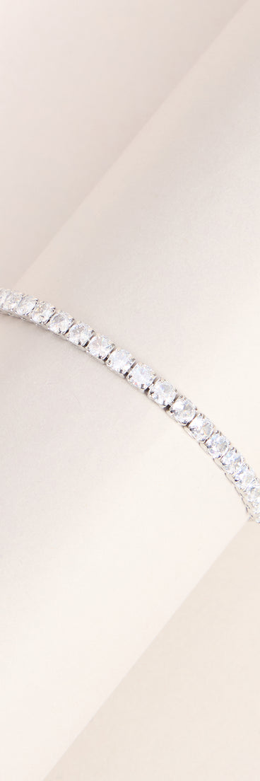 High Shine Rhinestone Tennis Slider Bracelet