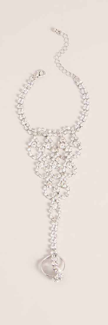 Draped In Shine Rhinestone Hand Chain