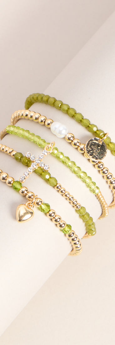 Stacked Charms Five-Piece Bracelet Set
