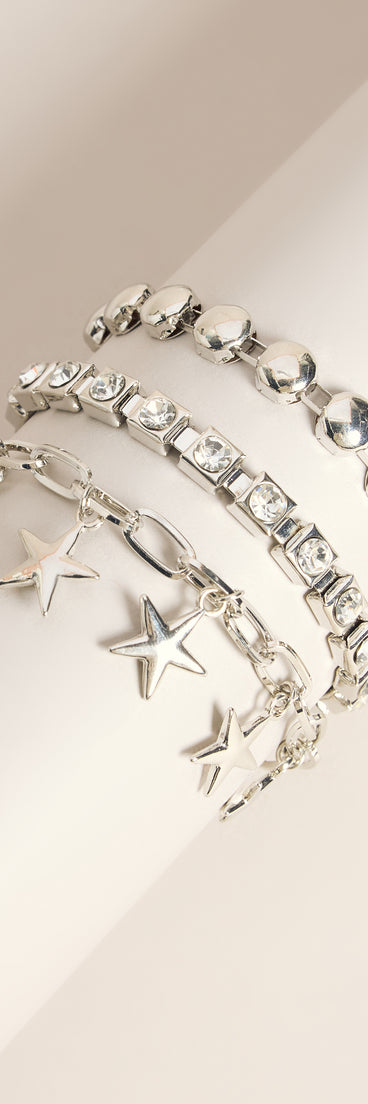 Wish Upon This Rhinestone Star Bracelet Set