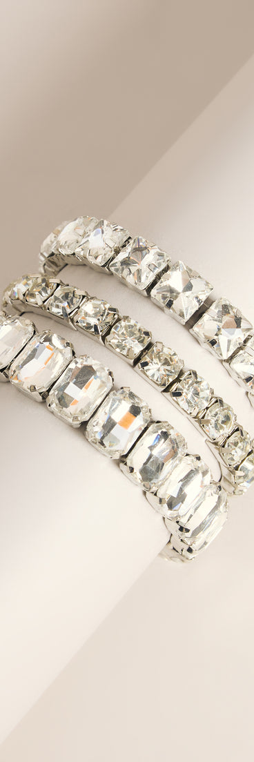 Stacked Up Rhinestone Bracelet Set