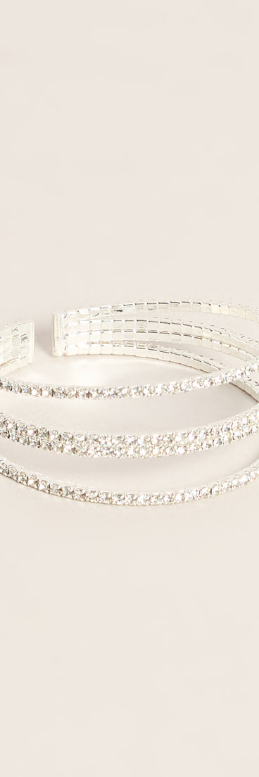 Wrist Worthy Sparkle Multi-Row Rhinestone Cuff Bracelet
