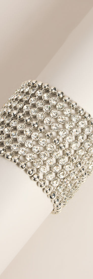Caught in the Shine Rhinestone Stretch Cuff Bracelet