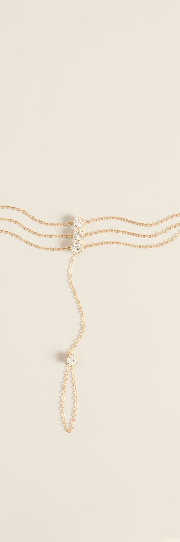 Triple The Trouble Rhinestone Hand Chain Bracelet Ring