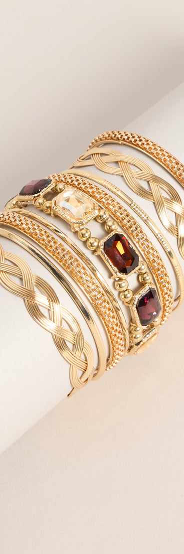 Stacked Intent Amber Stone Bangle Set