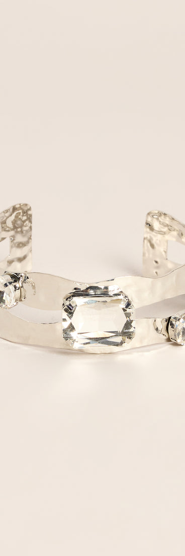 High Shine Rhinestone Statement Cuff Bracelet