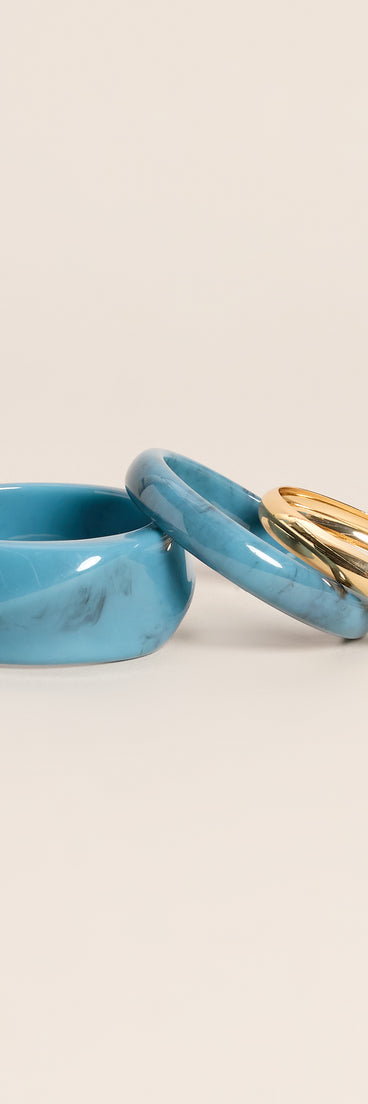 Cool Contrast Acrylic And Metal Bangle Stack