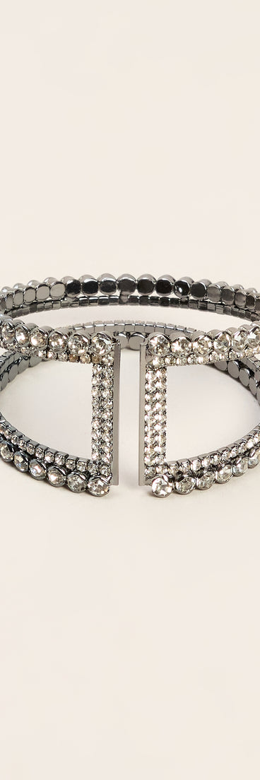 Double The Dazzle Rhinestone Bracelet Cuff