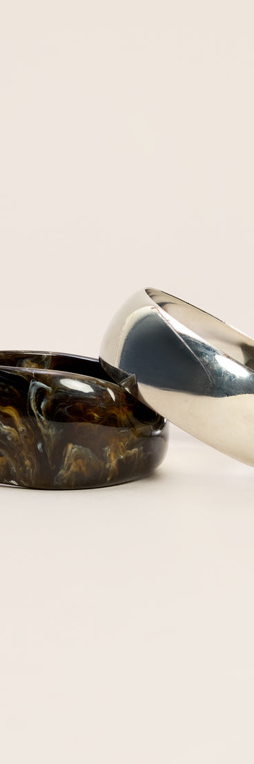 Sculpted Pair Bangle Bracelet Set