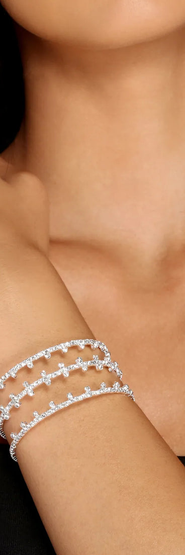 Three Row Rhinestone Cuff