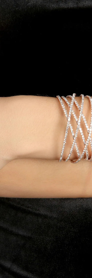Rhinestone Lattice Cuff Bracelet