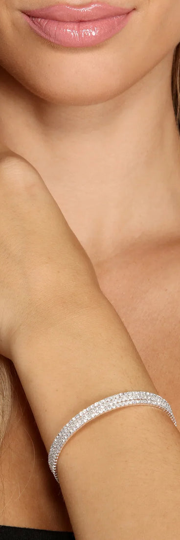 Rhinestone Memory Wire Bracelet Pack