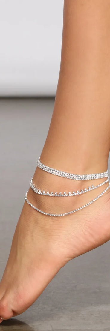 Luxe Rhinestone Anklet Set
